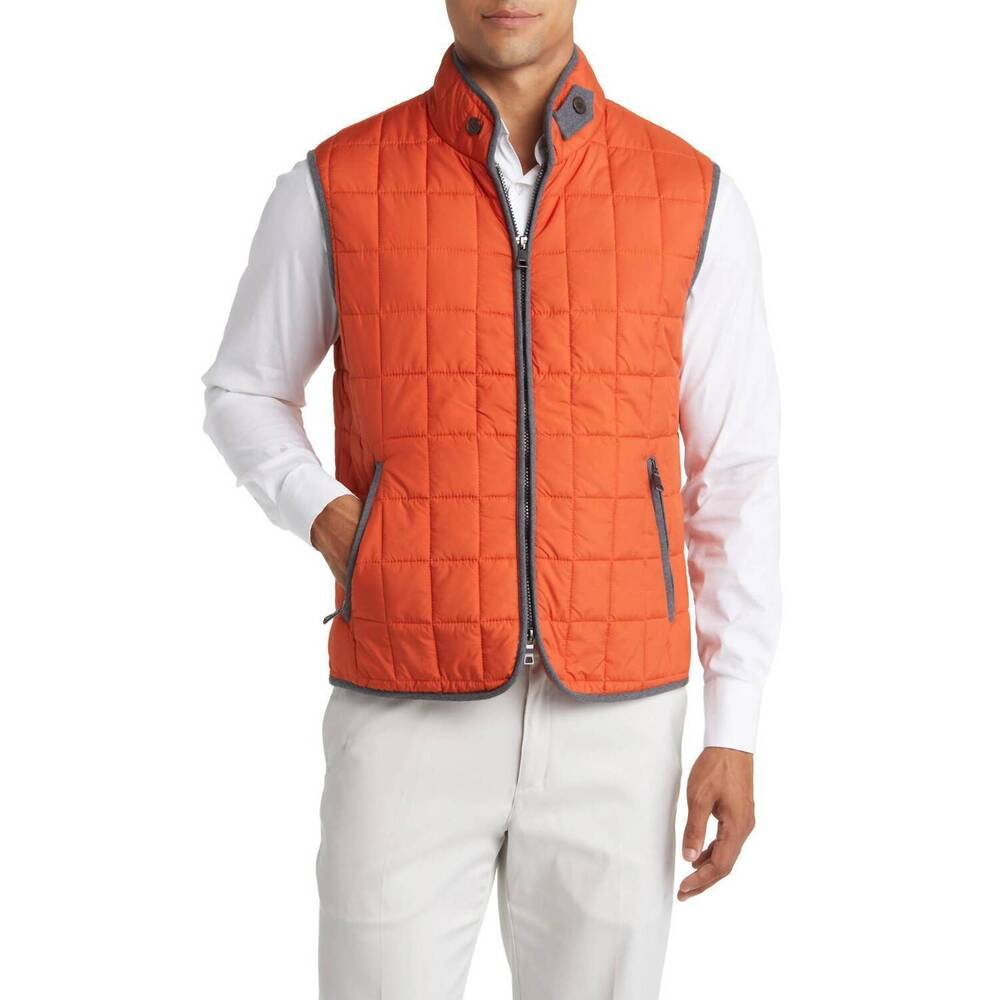 NEW SCOTT BARBER quilted water-resistant puffer vest in ochre